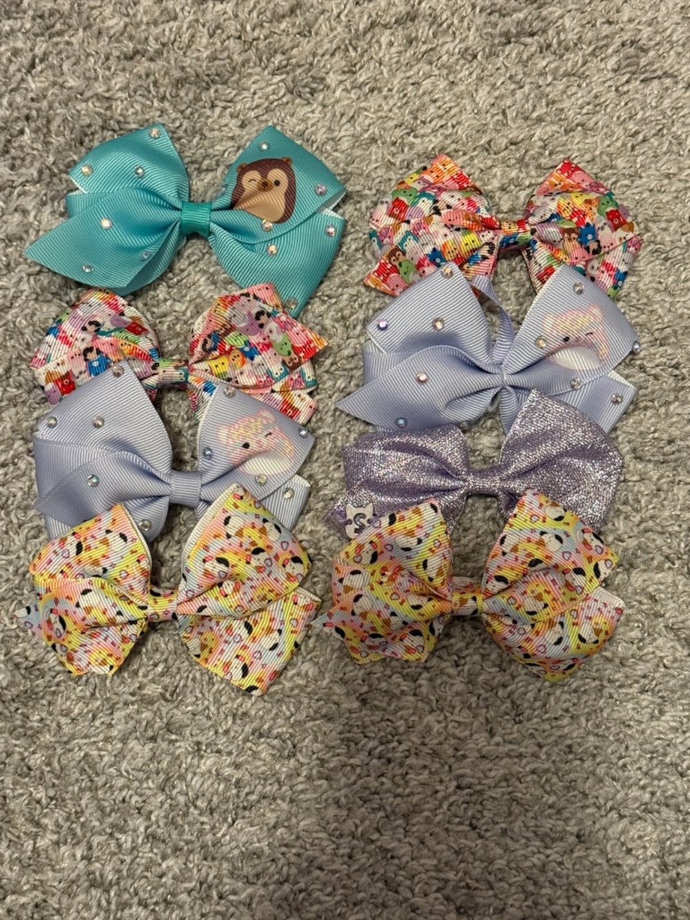 Squishmallows Hair Bows - Teal, Light Blue, Purple, Yellow, Multicolor
